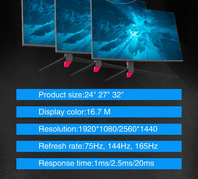 Raypodo 24 27 32 Inch Curved FHD QHD 144hz 165hz 240hz 1ms PC Gaming Monitor with Lifting base PC详情 水印 10 Raypodotech