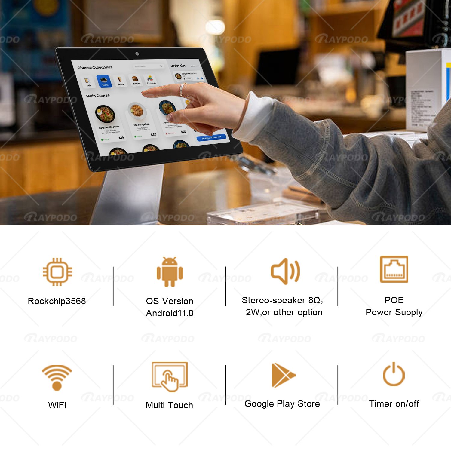Raypodo 15.6 Inch Industrial Tablet Android 11, RK3566, 10-Point Capacitive Touchscreen Raypodo 15.6 Inch Industrial Tablet Android 11, RK3566, 10-Point Capacitive Touchscreen - Image 6