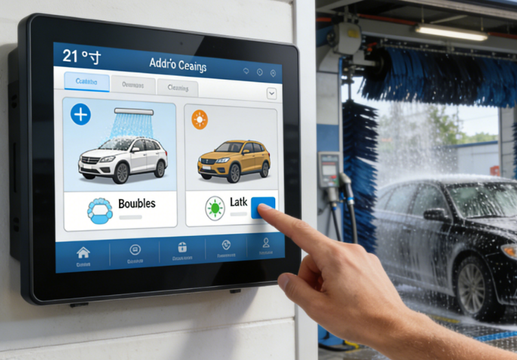 Boost Efficiency! Car Wash Service Selection With Android Wall Mount Tablet | Raypodo Car Wash Service Selection