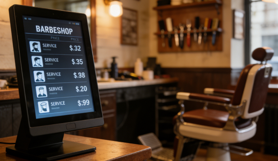 Reliable Desktop Fixed Stand – Streamline Barbershop Price Displays | Raypodo Desktop fixed stand