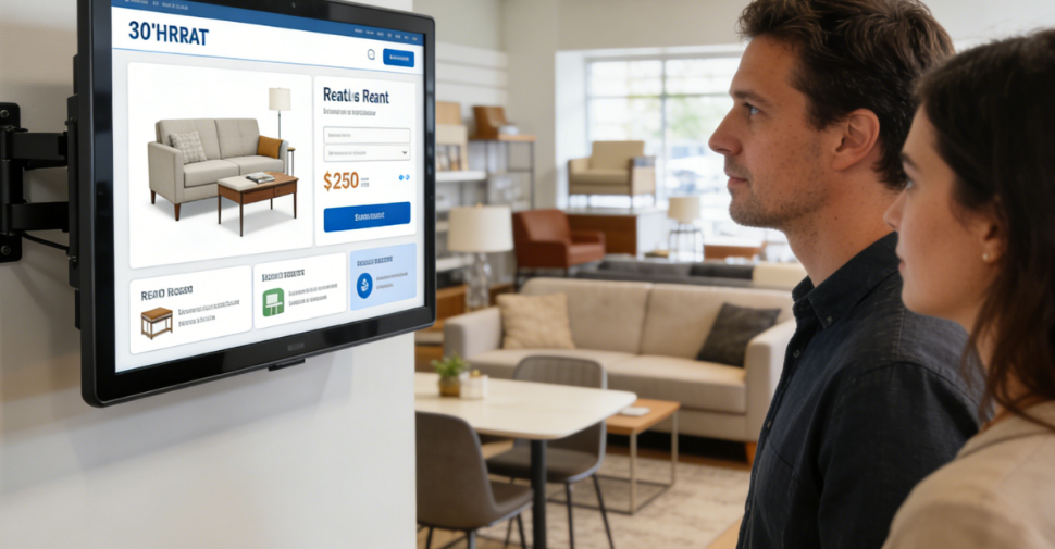Elevate Rentals! Furniture Rental Info With 24 Inch Tablet | Raypodo Furniture rental info