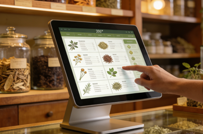 Elevate Herbs! Herb Shop Product Guide With 15.6 Inch PoE Tablet | Raypodo Herb shop product guide